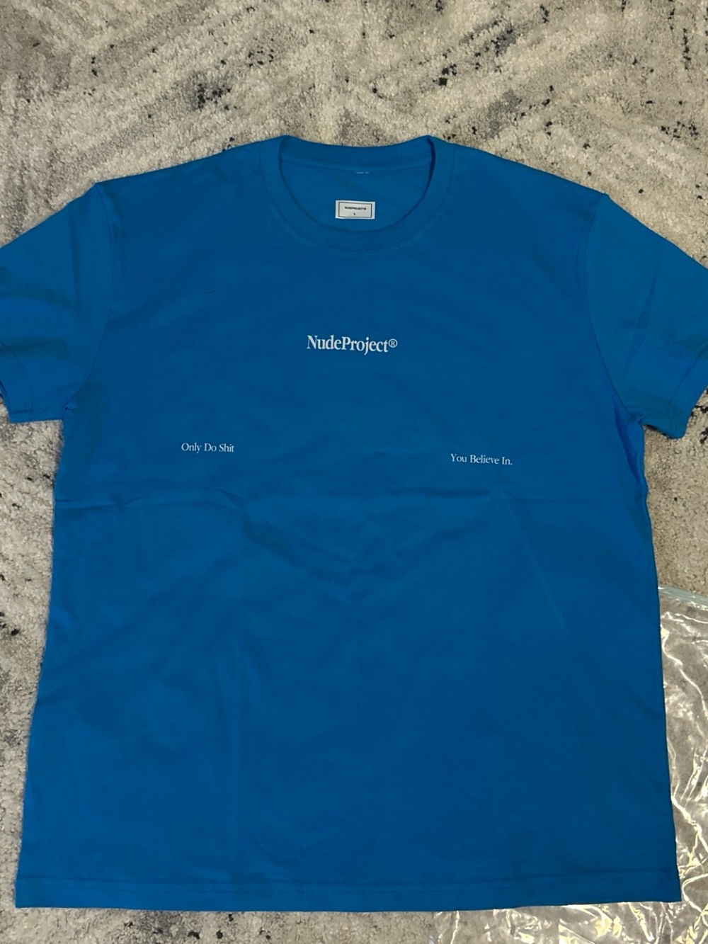 NUDE Bright Blue Logo Crewneck Tee